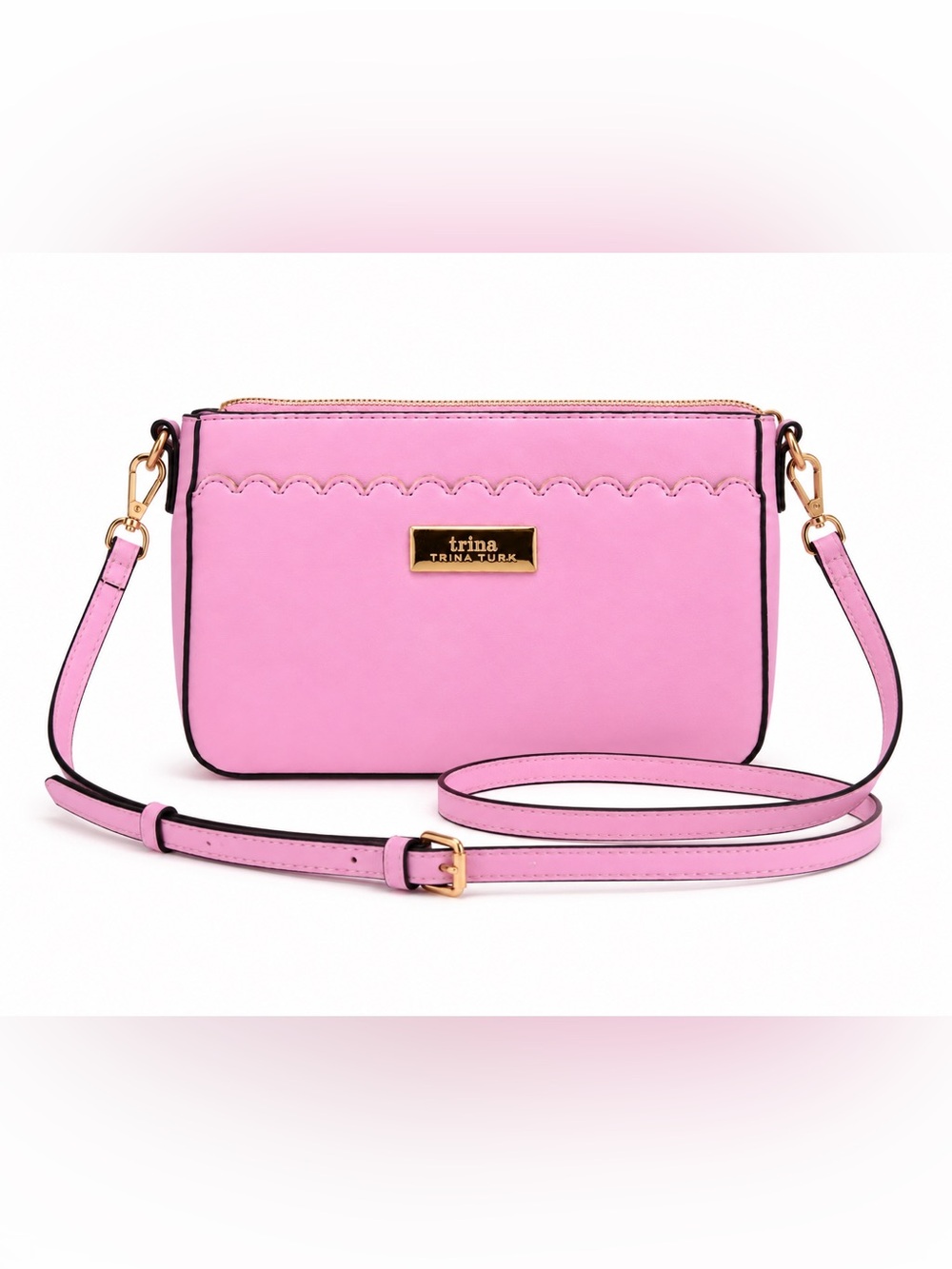 Trina Turk Lavender Scallop Crossbody Bag Purse – Adjustable Strap